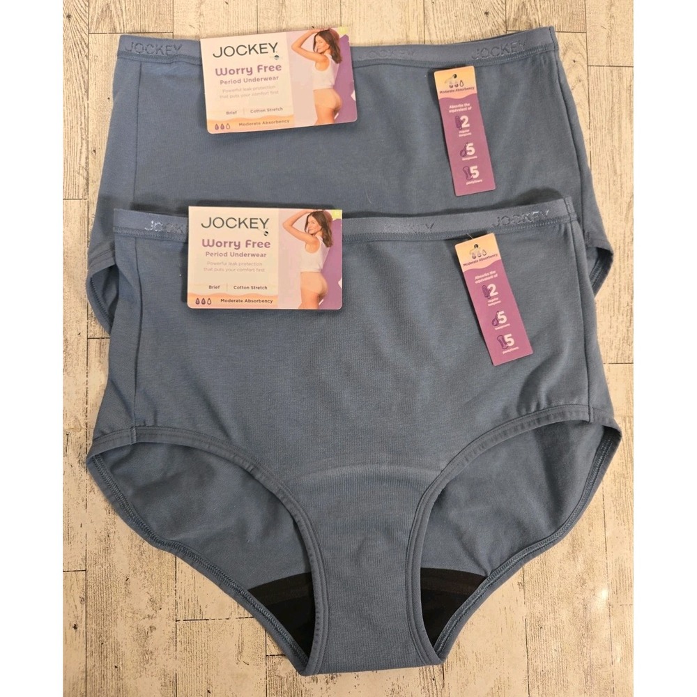 Jockey Period Underwear XS Brief Moderate Absorbency Blue Worry Free Lot of 2